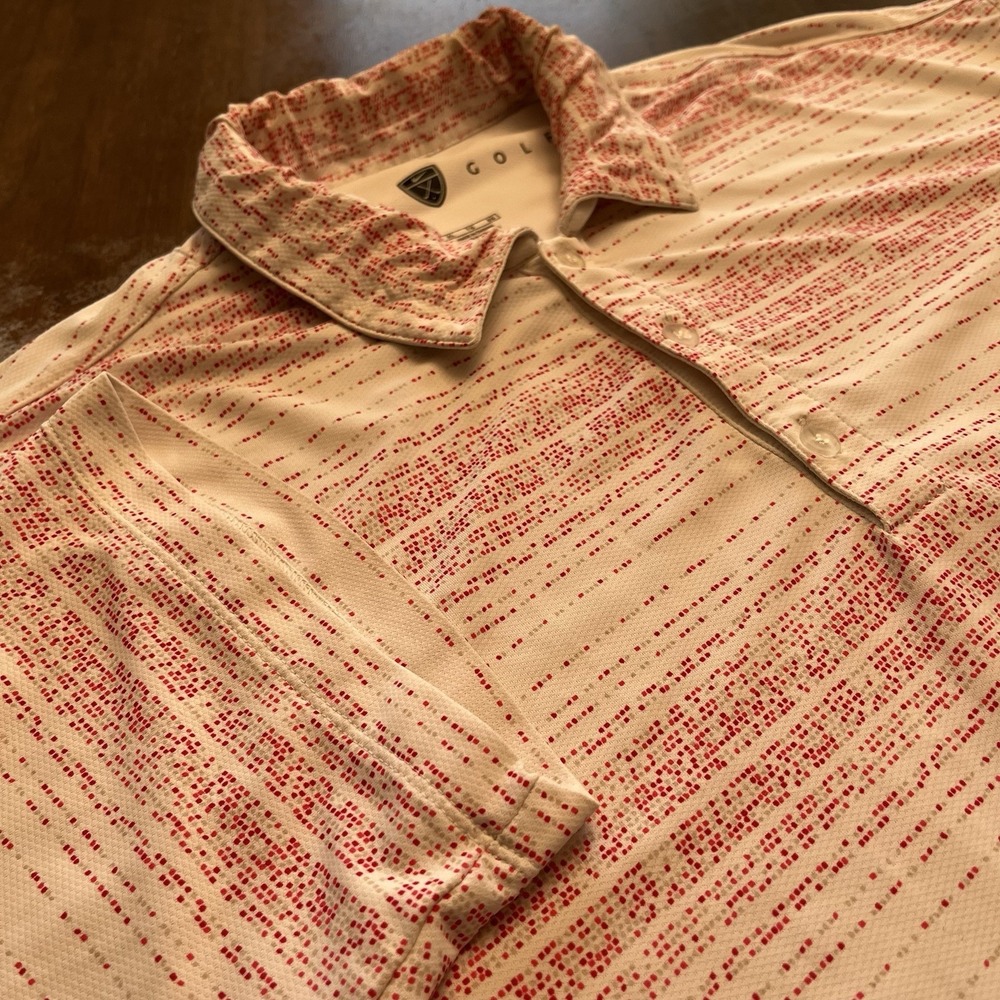 Nike Golf Polo Shirt Mens XL White Pink Red Fit Dry Striped Pattern 206492-100